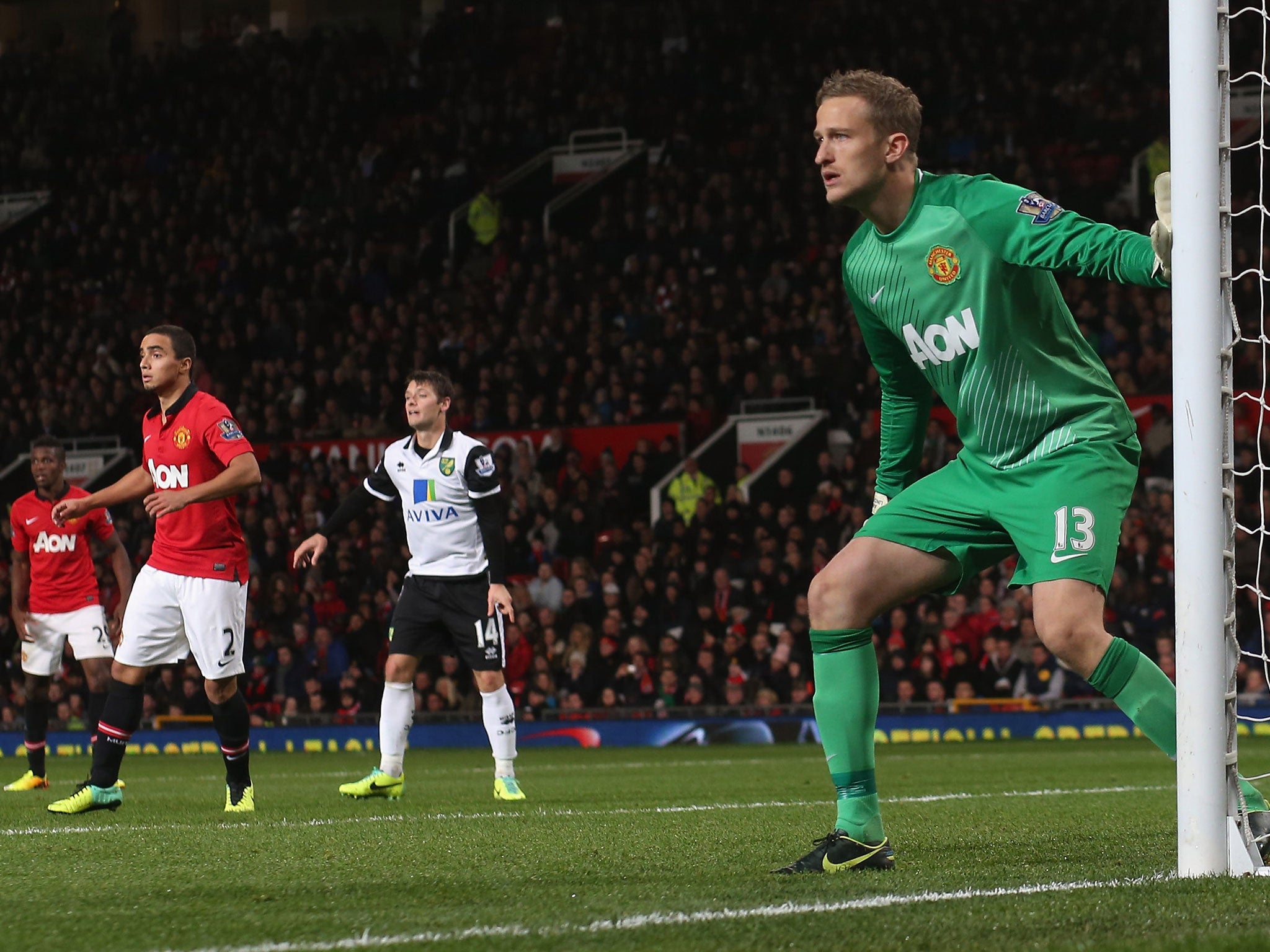 Anders Lindegaard in action for Manchester United against Norwich City