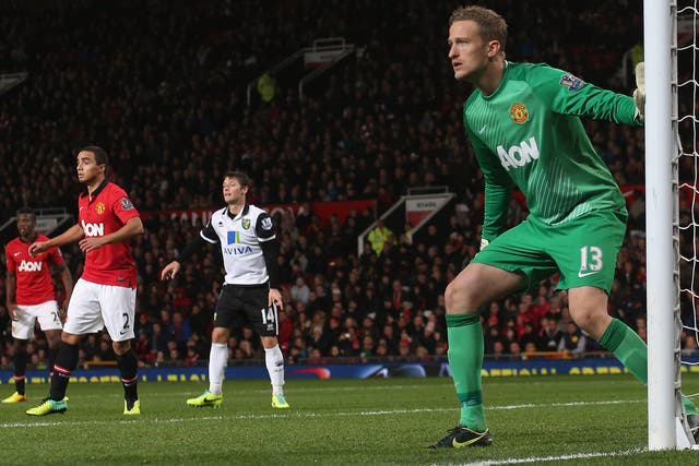 Anders Lindegaard in action for Manchester United against Norwich City
