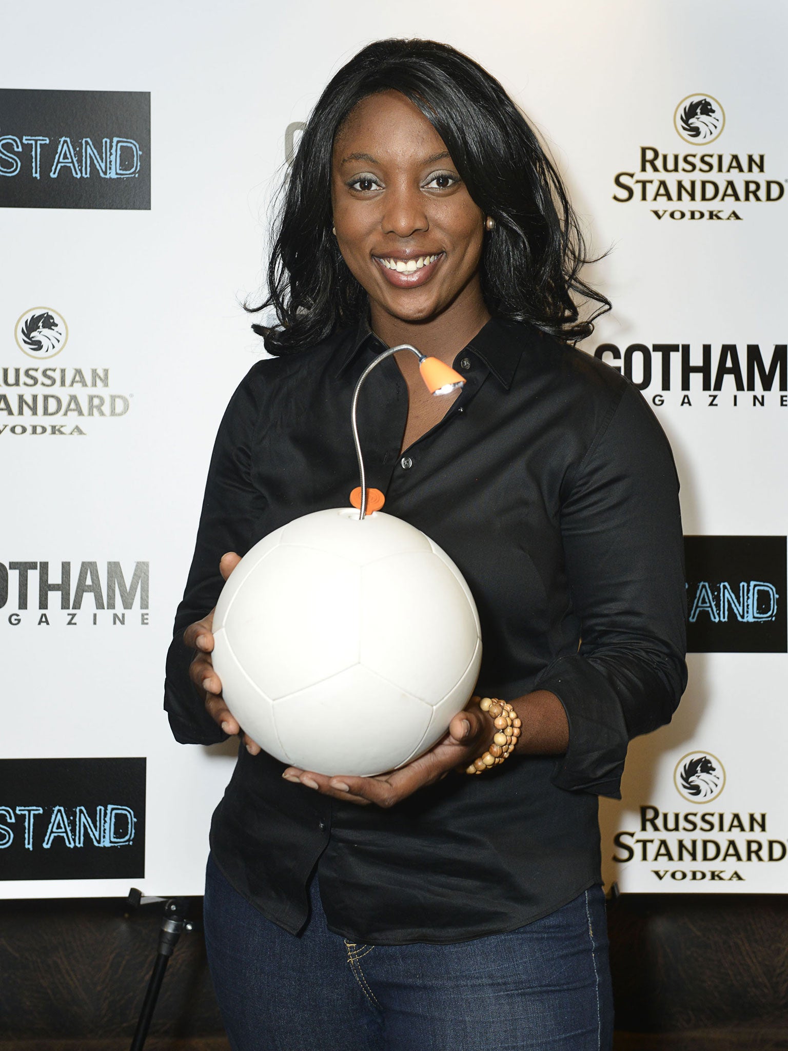 Jessica Matthews with her 'energy-harnessing soccer ball'