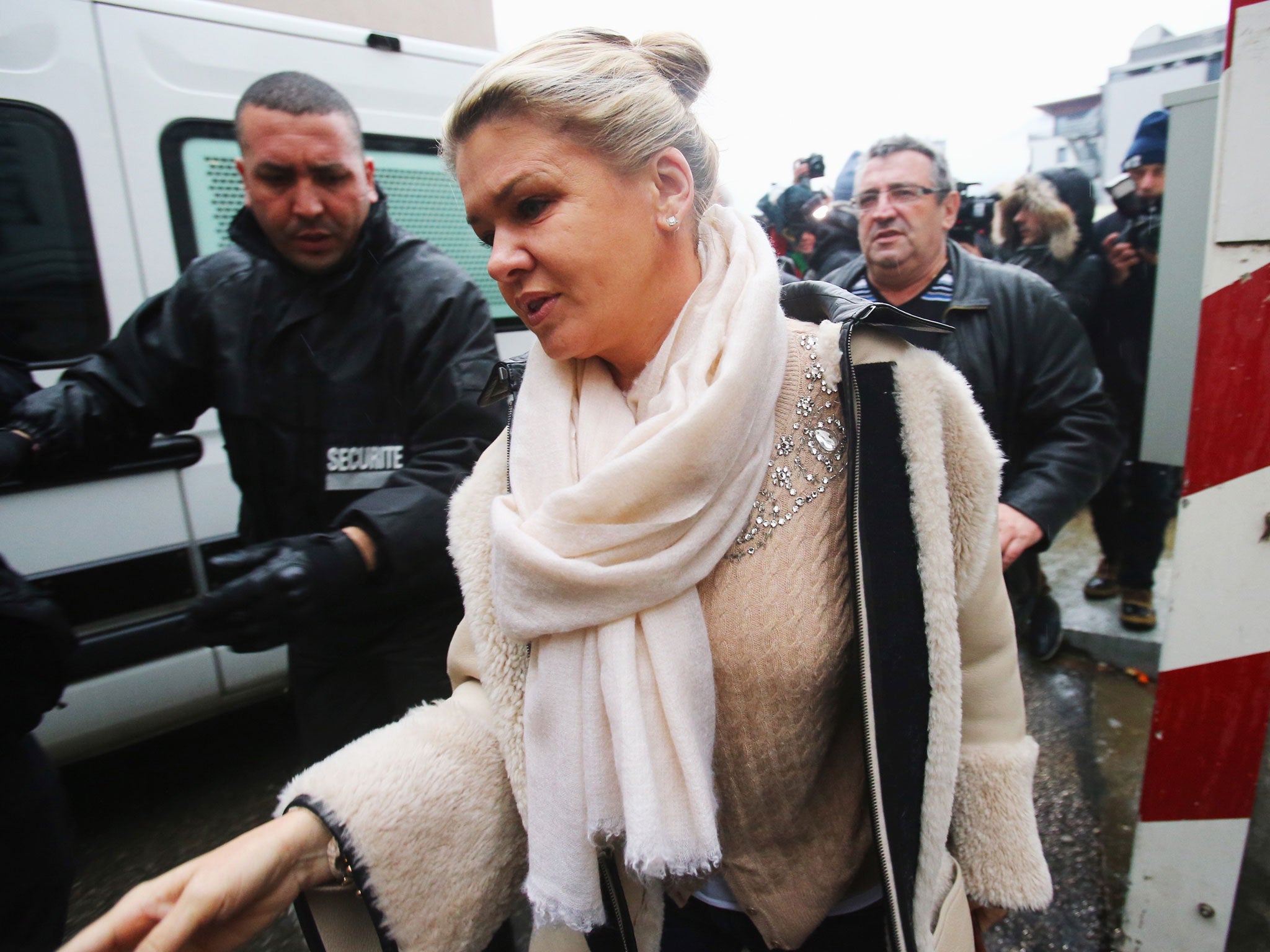 Corinna Schumacher, wife of the former racing driver Michael Schumacher, arrives at the Grenoble University Hospital to continue a bedside vigil for her husband who is recovering from severe head injuries sustained in a skiing accident