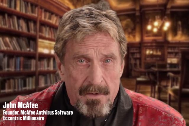 John McAfee as he appears in his video guide to uninstalling his software.