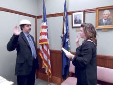 Pastafarian minister
Christopher Schaeffer is sworn into New York Town Council