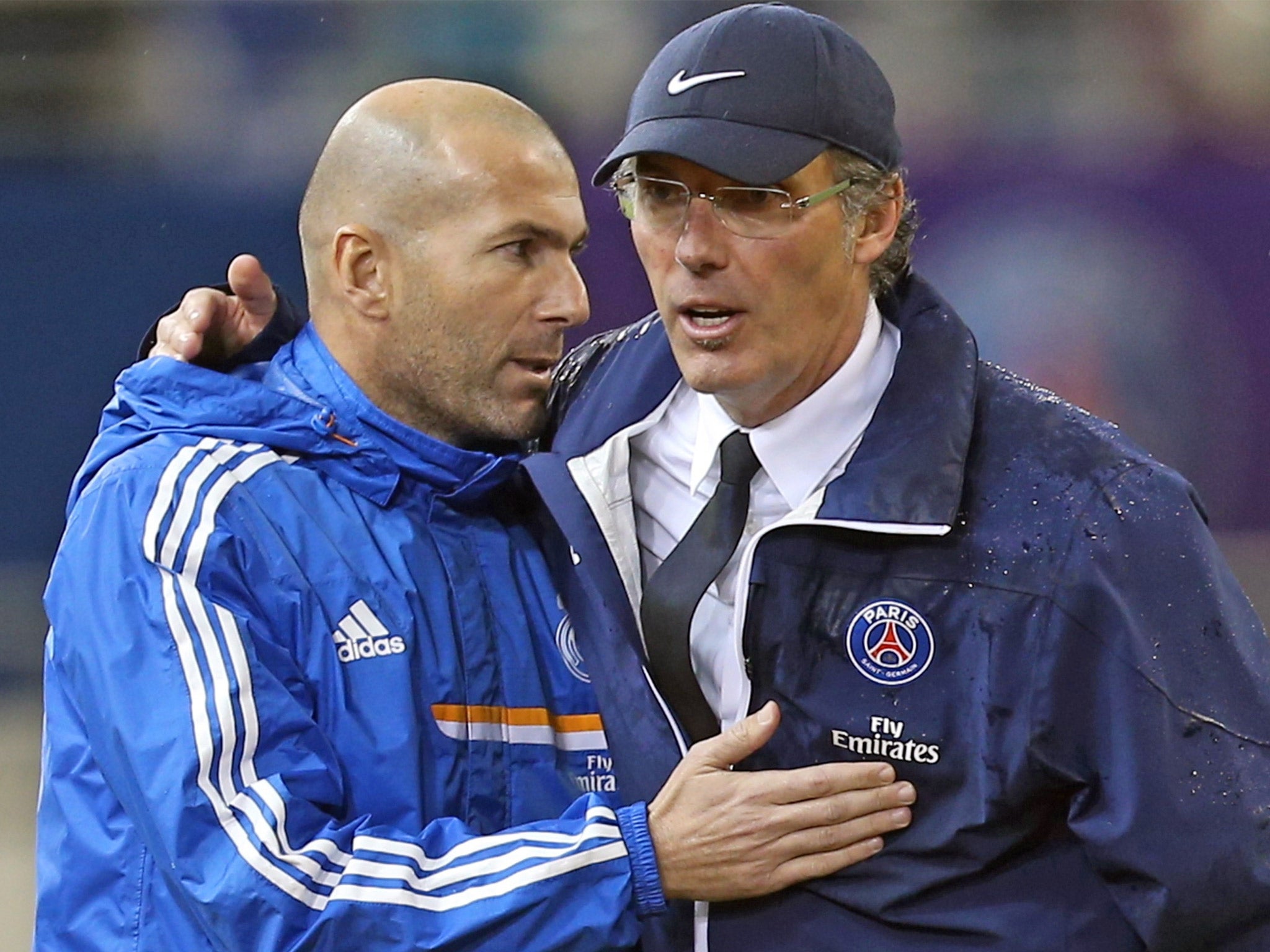 Real Madrid’s sporting director Zinedine Zidane (left) held the fort when Jose Mourinho left