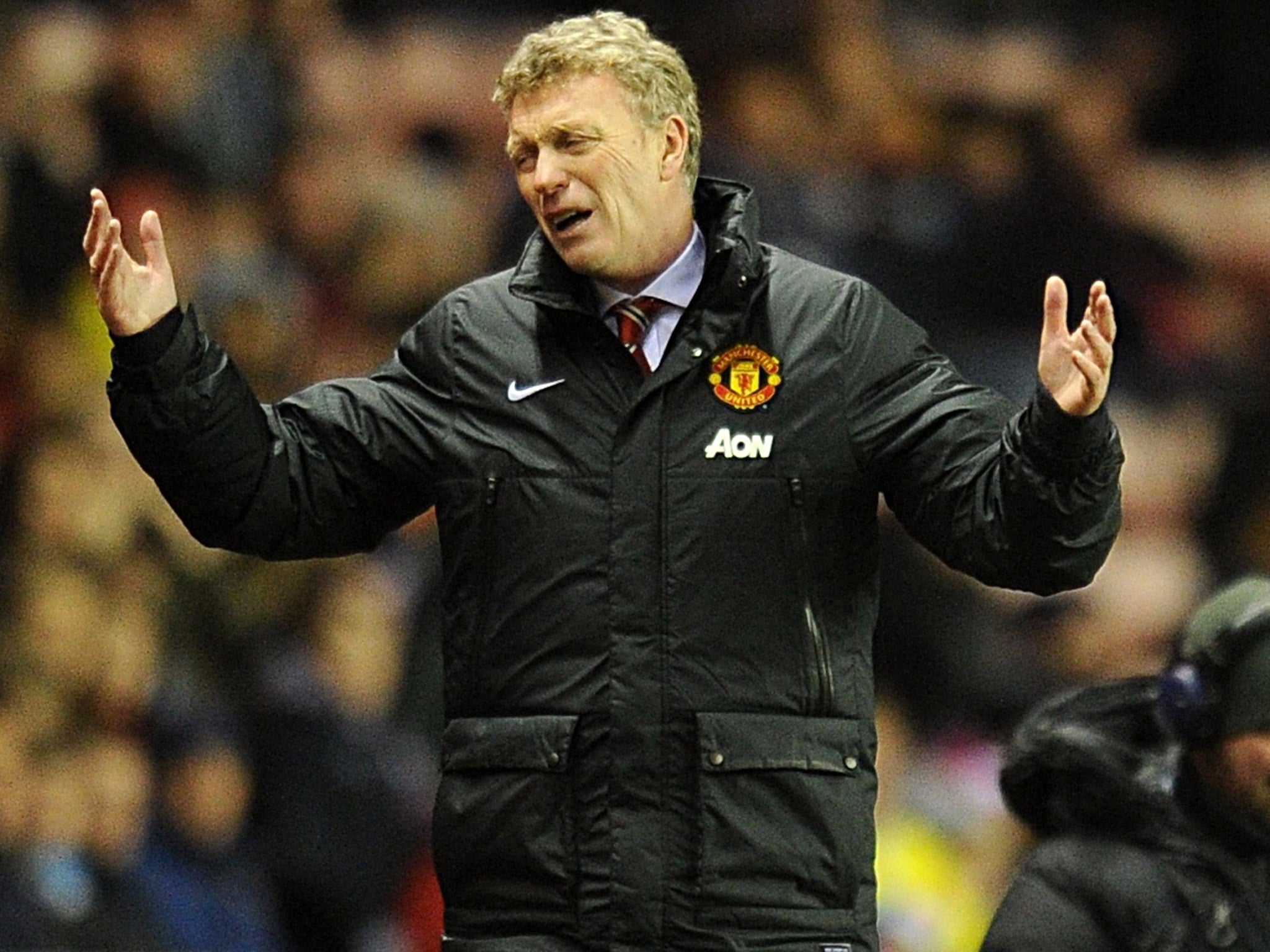 David Moyes shows his frustration on another difficult night for the United manager