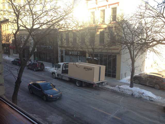 An image of the Amazon delivery appeared on the Reddit website on Monday