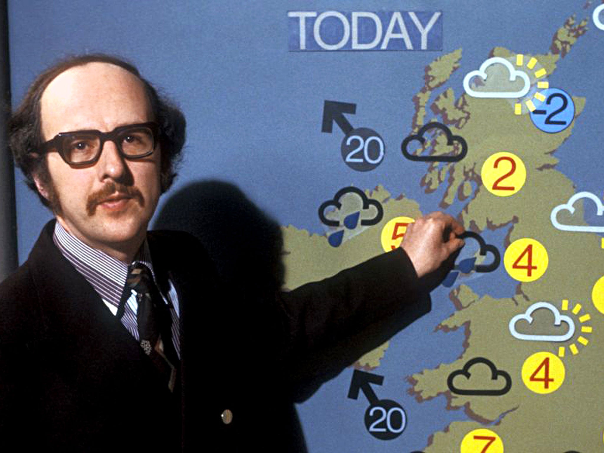 Calm before the storm: BBC weather forecaster Michael Fish in 1979