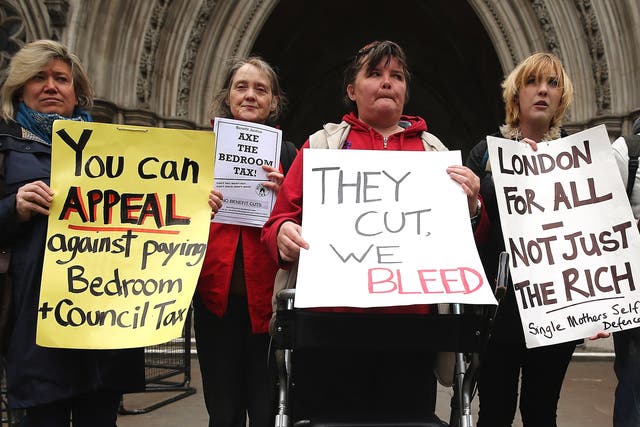 Demonstrators protesting against the bedroom tax outside the High Court, last year