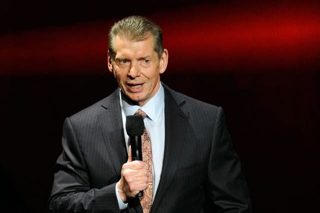 <p>WWE Chairman and CEO Vince McMahon speaks at a news conference announcing the WWE Network</p>