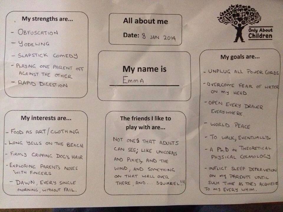 The father of an 11-month-old baby filled out a daycare questionnaire with hilarious answers