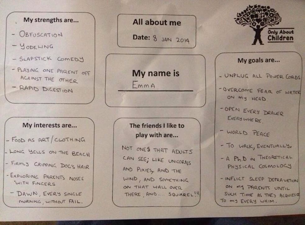 The father of an 11-month-old baby filled out a daycare questionnaire with hilarious answers
