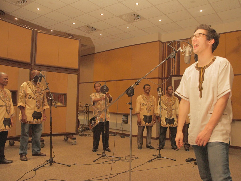 Choir boy: Dan Croll at work in a Durban studio with Ladysmith Black Mambazo