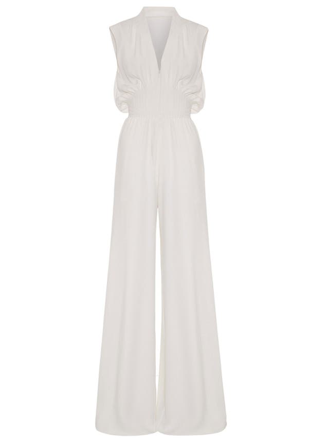 <p>Fitriani,
white pleated waist silk jumpsuit, £2,995, <a target="_blank" href="http://www.fitriani.com/">fitriani.com</a></p>
