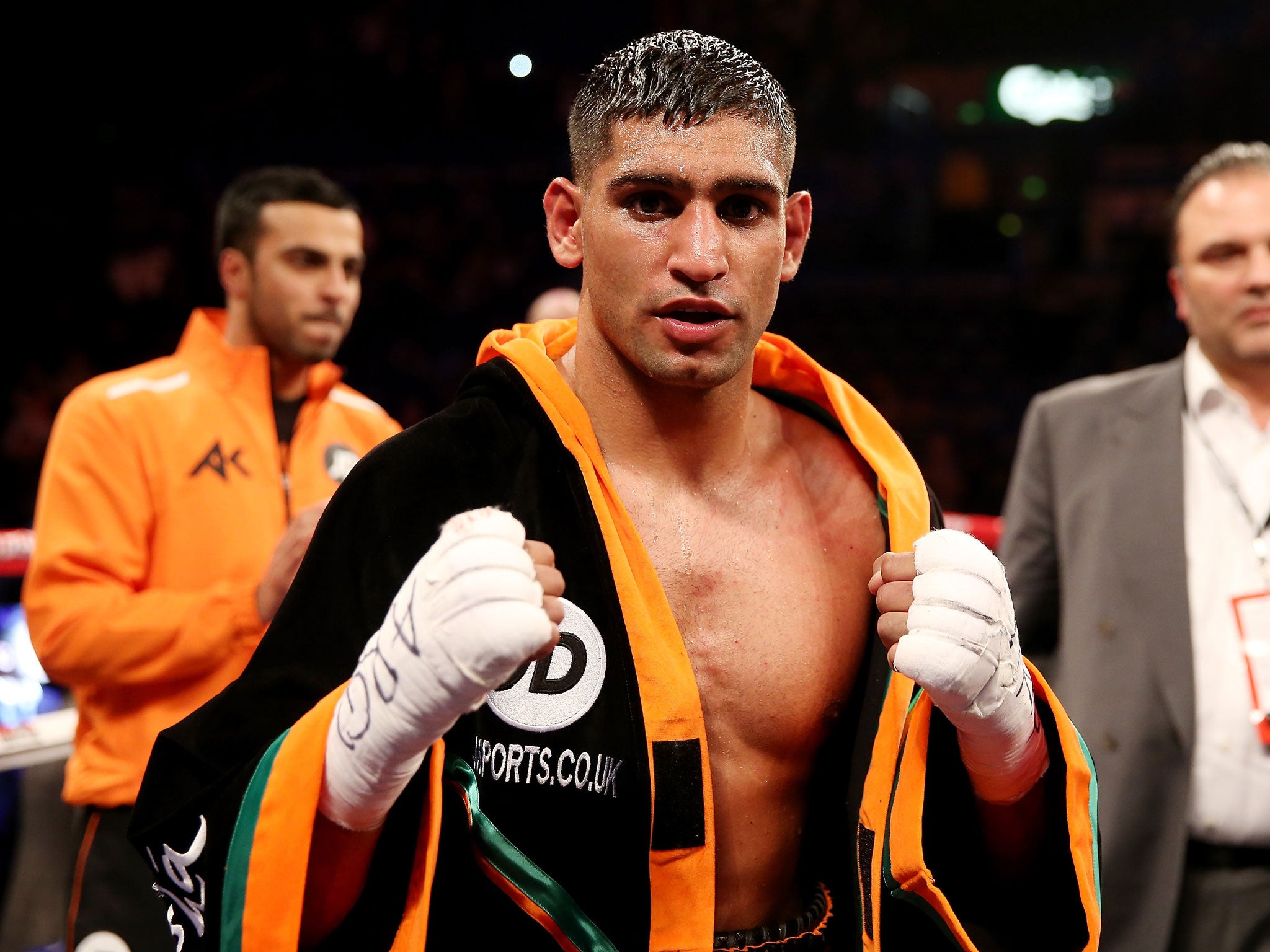 Amir Khan will find out in the next two weeks if he has secured a fight with Floyd Mayweather