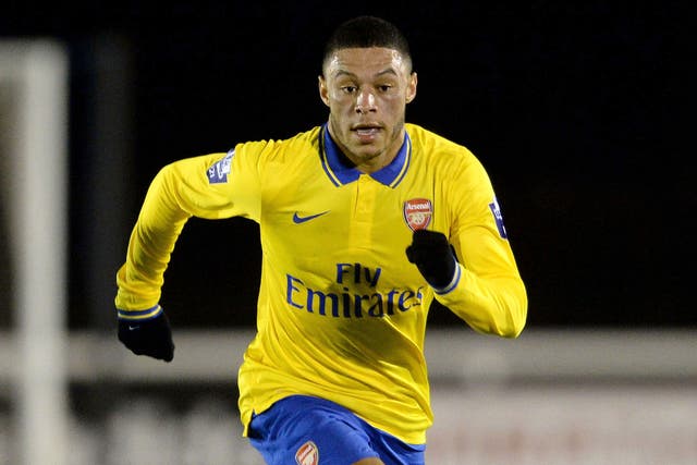 Alex Oxlade-Chamberlain in action for the Arsenal Under-21s against Fulham on Thursday night
