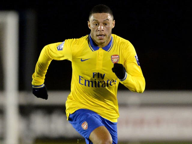 Alex Oxlade-Chamberlain in action for the Arsenal Under-21s against Fulham on Thursday night