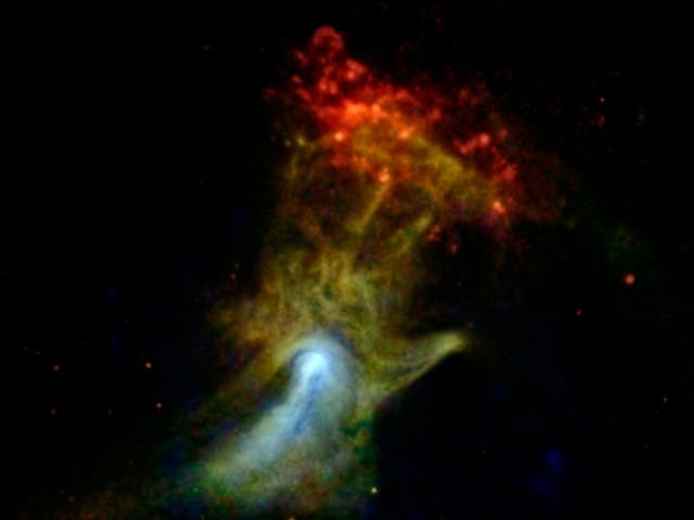 NASA's Nuclear Spectroscopic Telescope Array, or NuSTAR, has imaged the structure in high-energy X-rays for the first time, shown in blue
