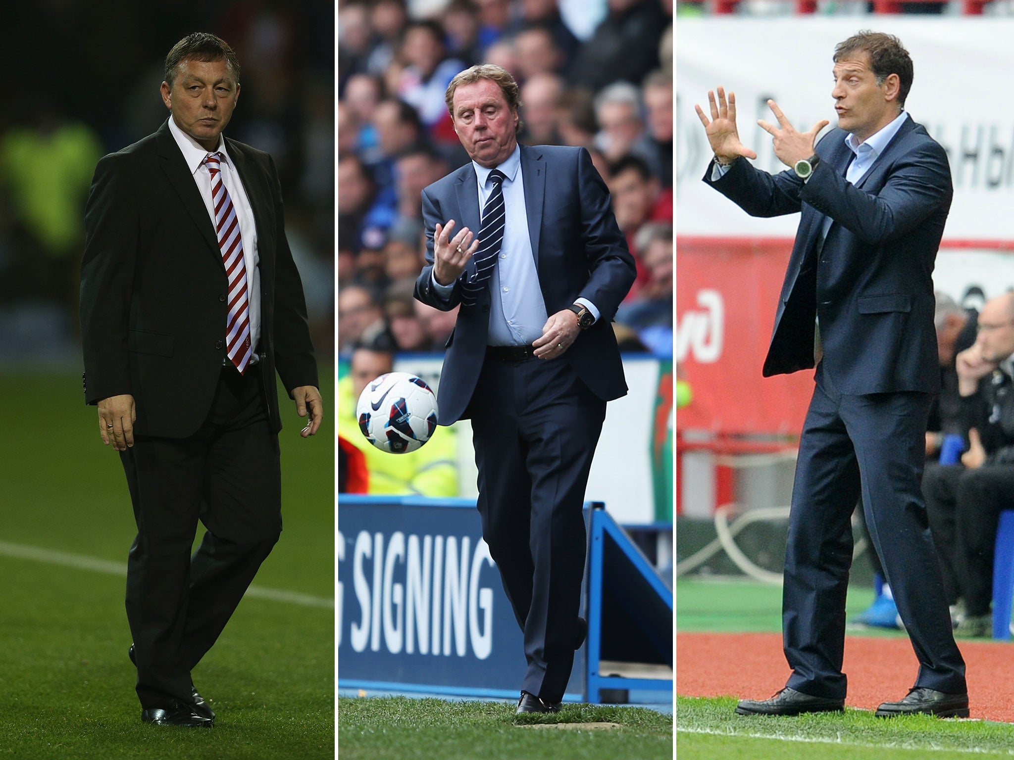 Billy Davies (L), Harry Redknapp (C) and Slaven Bilic (R) have all been linked with the West Ham job should Sam Allardyce be sacked