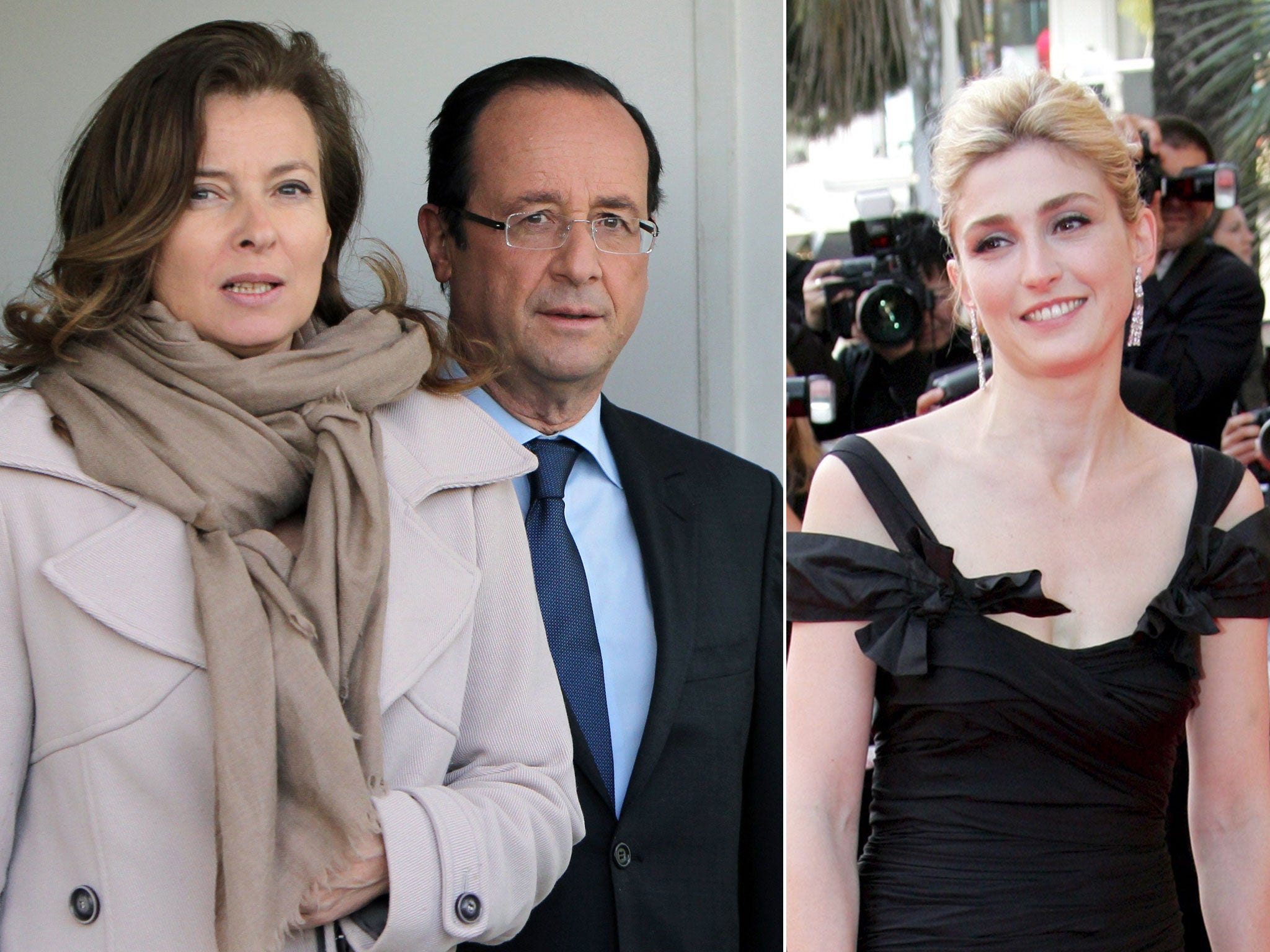 François Hollande with partner Valérie Trierweiler; Julie Gayet