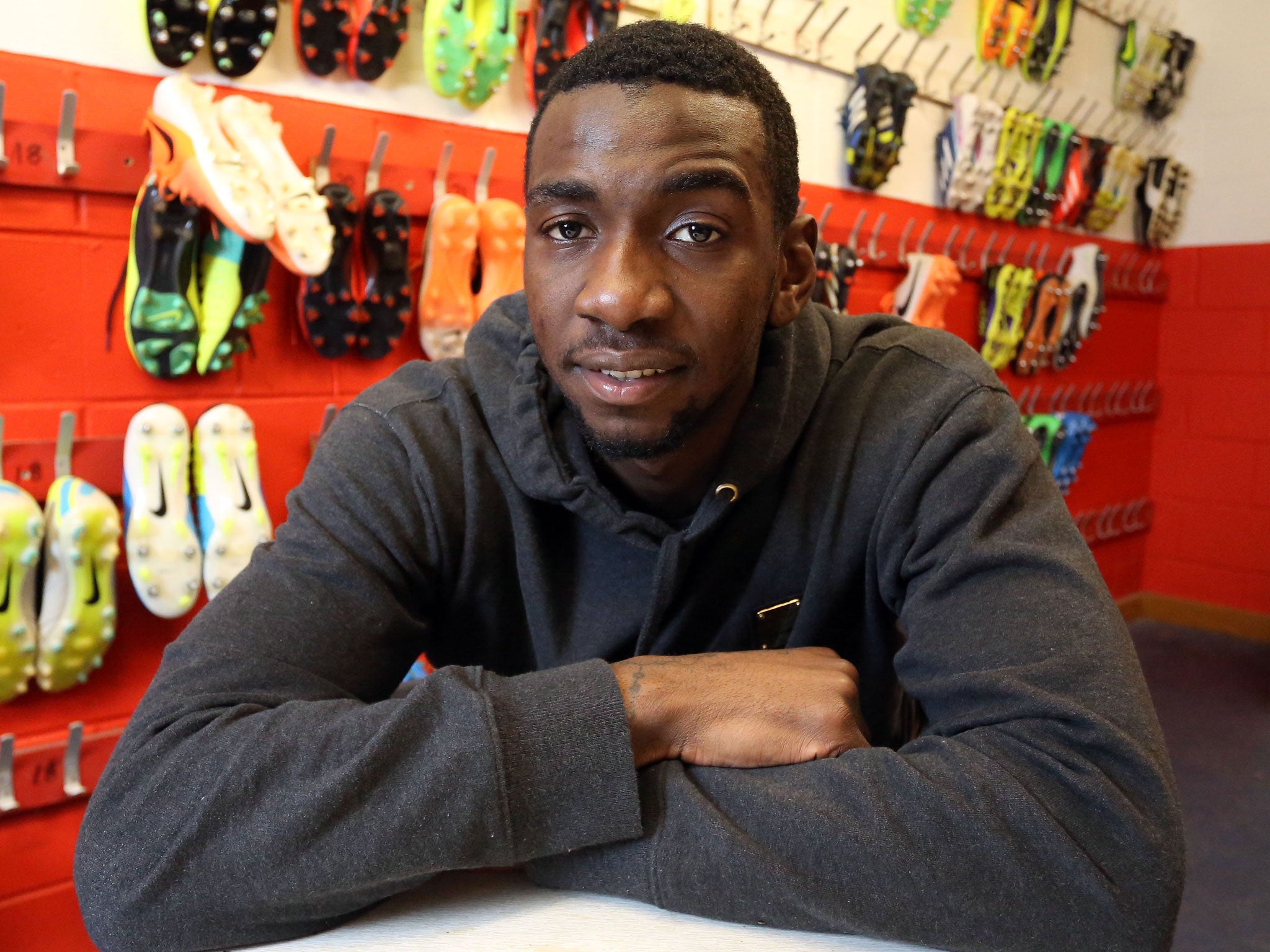 Yannick Bolasie in the Crystal Palace boot room