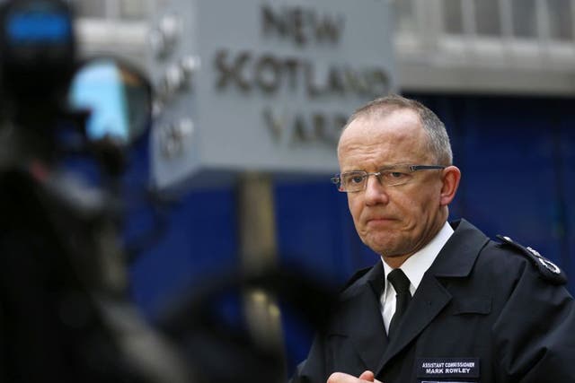 Metropolitan Police Assistant Commissioner Mark Rowley speaks to the media outside New Scotland Yard on Thursday