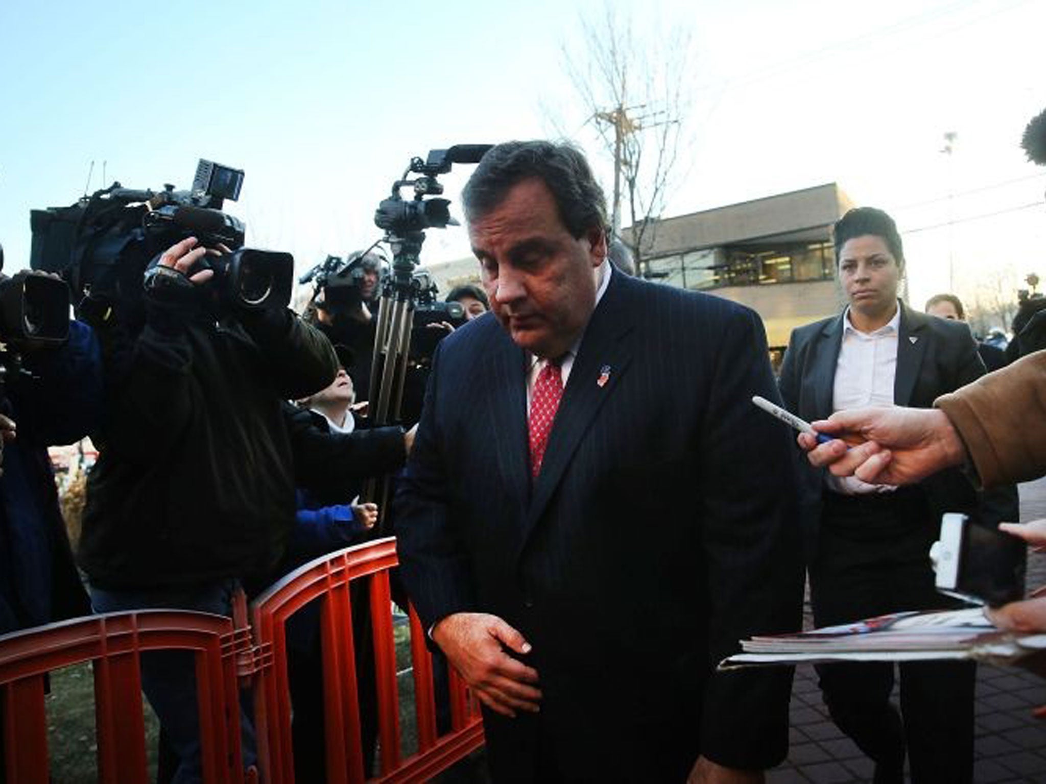 Sorry business: Chris Christie, on his way to apologise to the Fort Lee mayor