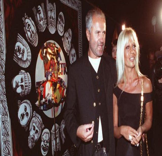 Gianni Versace with his younger sister Donatella Versace (after