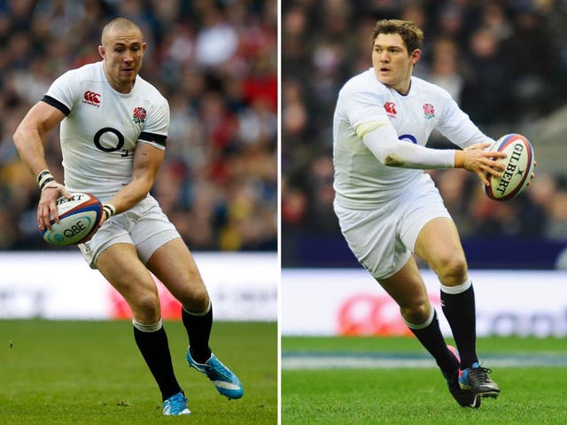 Browned off? Mike Bown (left) needs to improve his attacking play otherwise England could prefer the more natural feel of Alex Goode when it comes to the No 15 shirt 