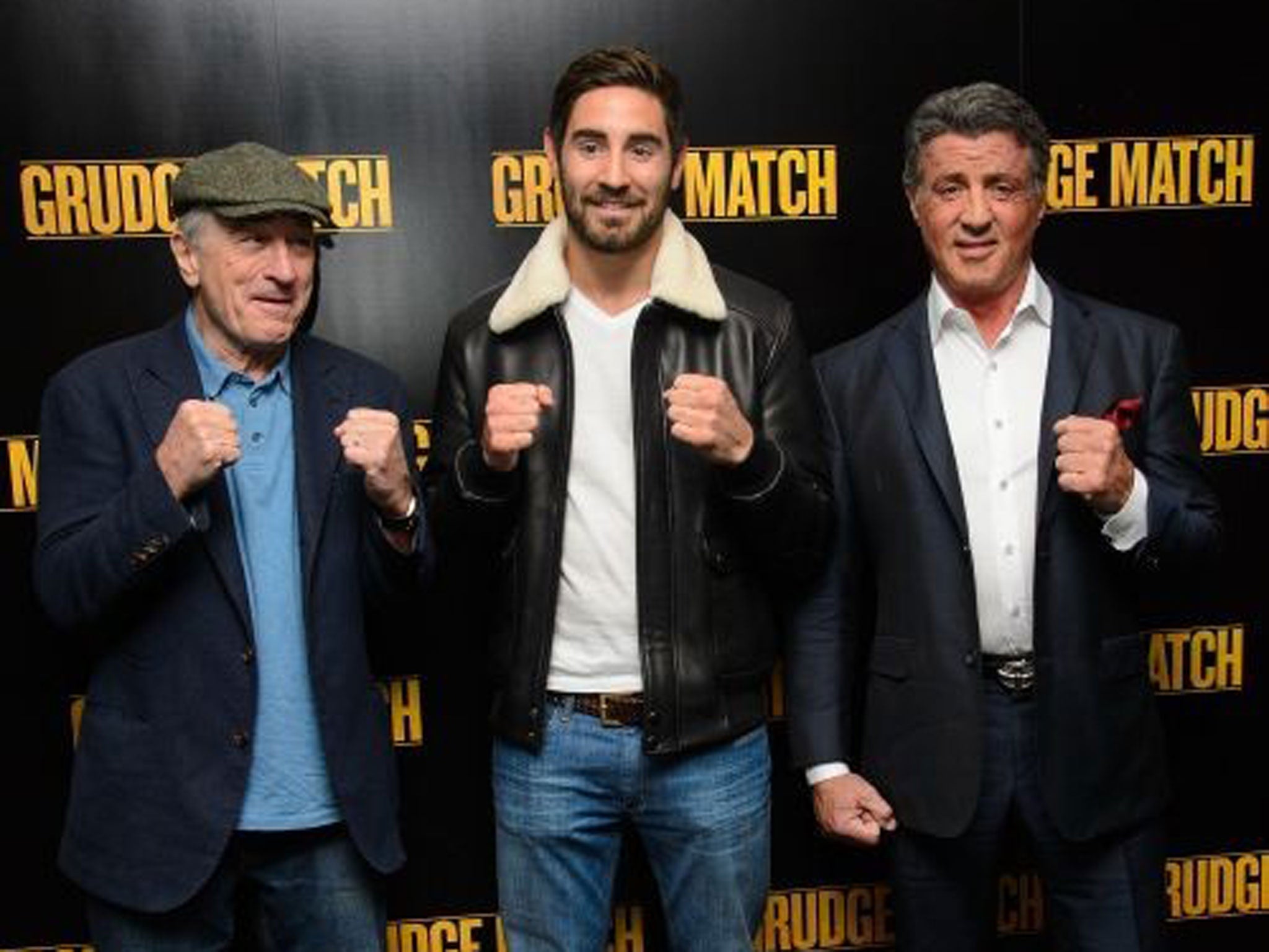 Grudging respect: Robert de Niro, ‘Grudge Match’ director Peter Segal and Sylvester Stallone in London