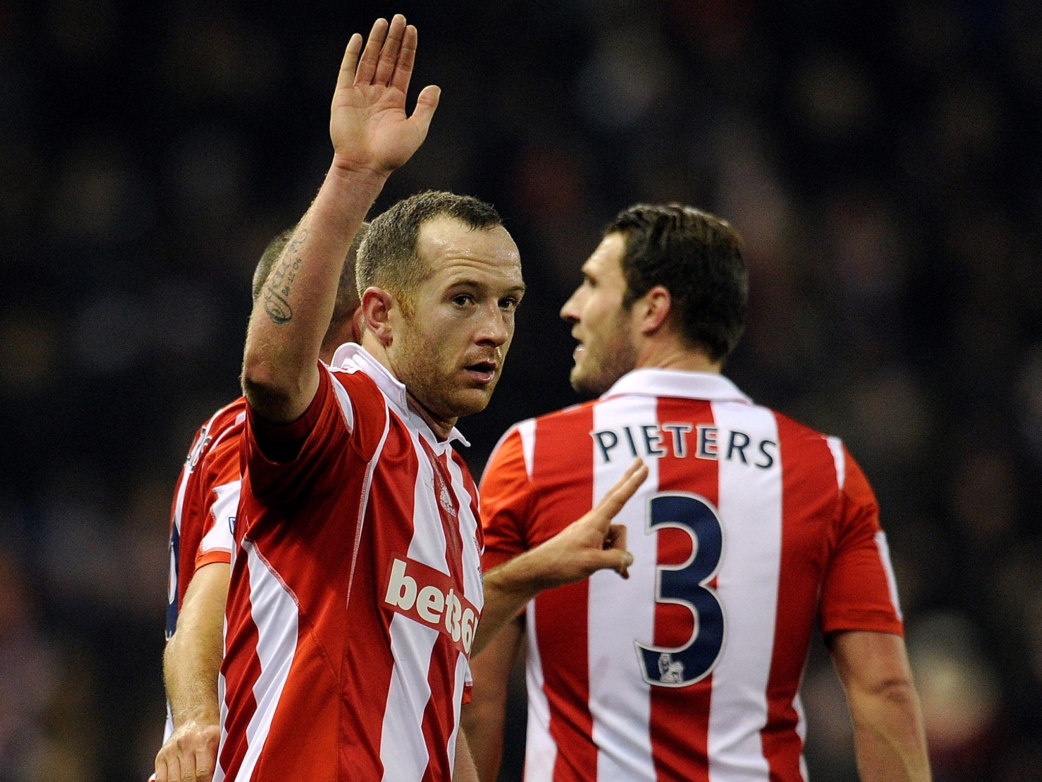 Charlie Adam of Stoke City celebrates after scoring his team's second goal