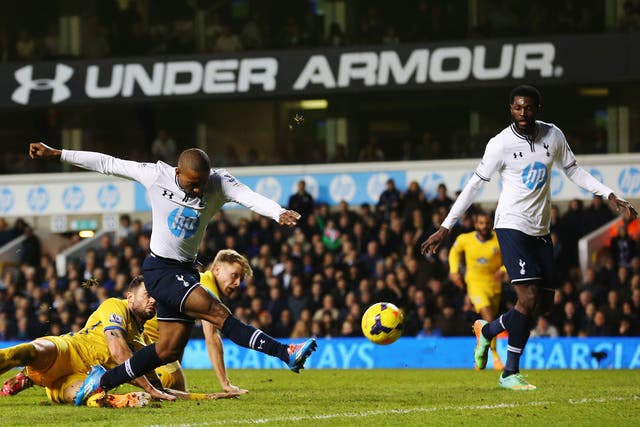 Jermain Defoe scores Tottenham’s second against Crystal Palace