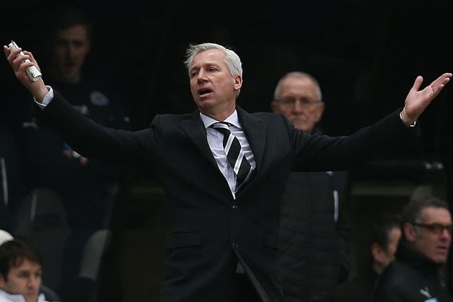 Alan Pardew is left furious and bemused as Cheik Tiote's goal is ruled out for offside during Newcastle's 2-0 defeat to Manchester City
