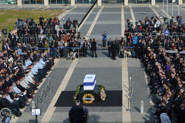 Israeli PM Benjamin Netanyahu speaks during a state memorial service for Israel's former Prime Minister Ariel Sharon at Israel's parliament, the Knesset on 13 January 2014 in Jerusalem, Israel