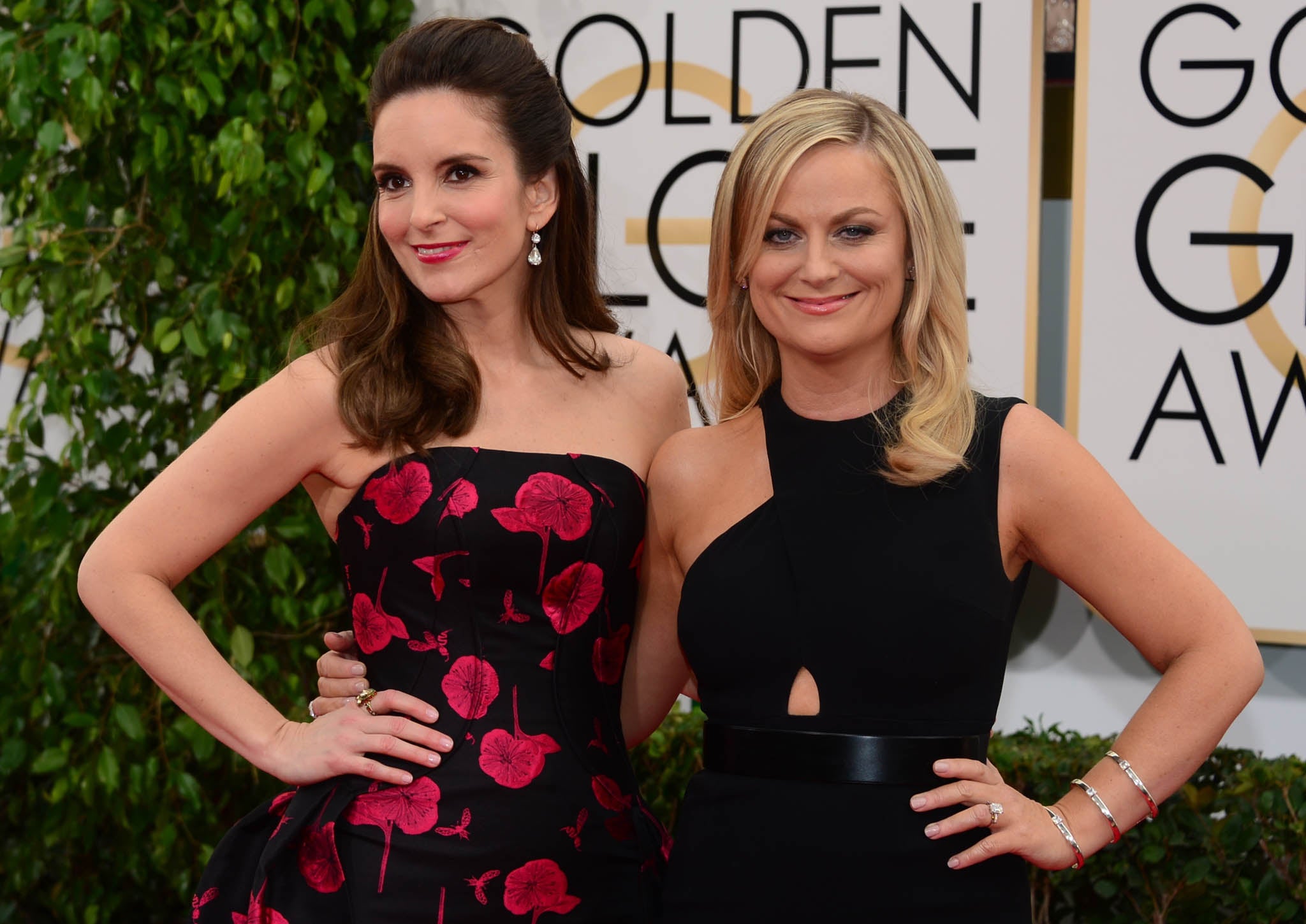 Tina Fey and Amy Poelher prepare for their hosting stint at the Golden Globe Awards 2014