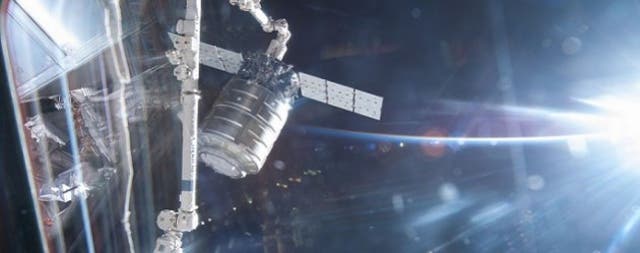 The Cygnus cargo ship is seen docking with the iSS this weekend.