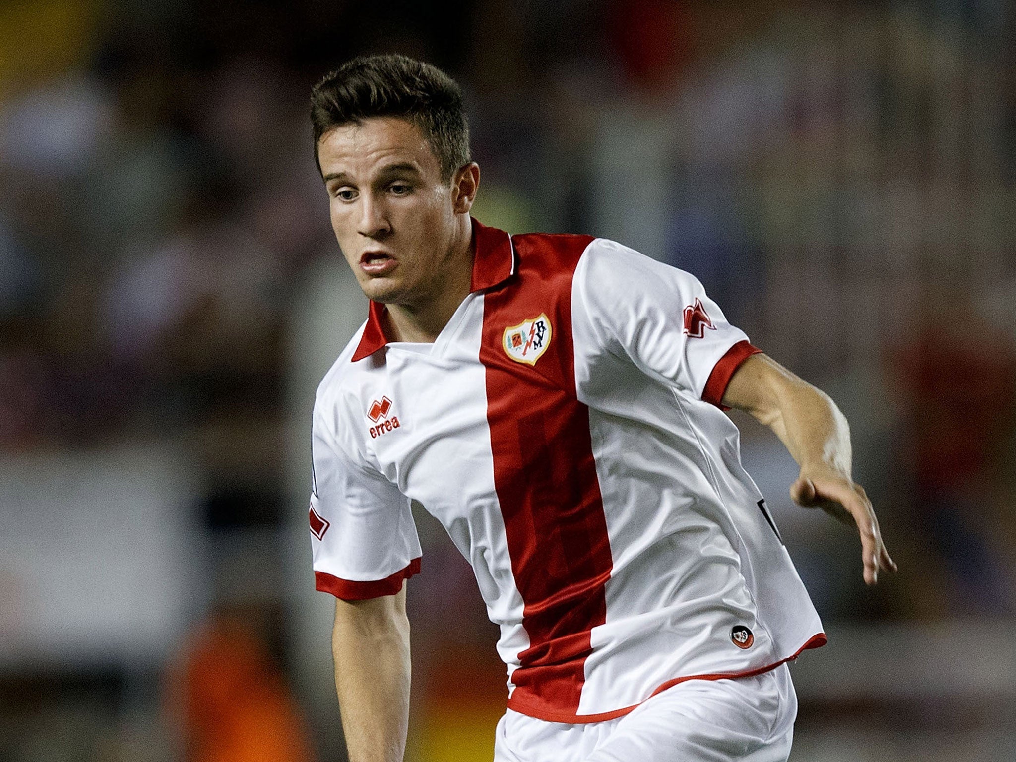 Atletico Madrid midfielder Saul Niguez, on loan with Rayo Vallecano, in action against Real Madrid in August