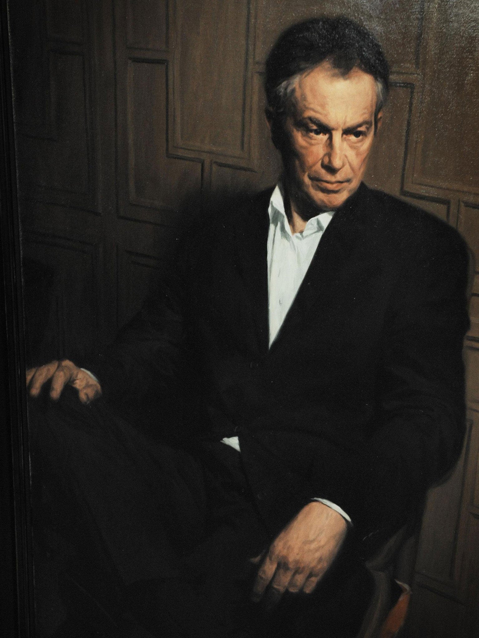 A portrait of former Prime Minister Tony Blair by Phil Hale was hung in Westminster in 2008