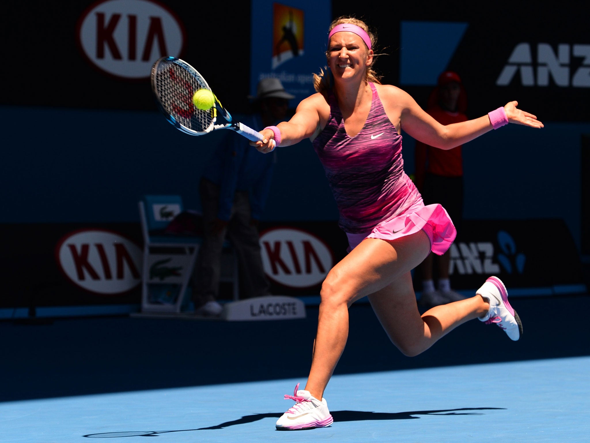 Defending Australian Open champion Victoria Azarenka came through in straight-sets against Johanna Larsson to move into the second round
