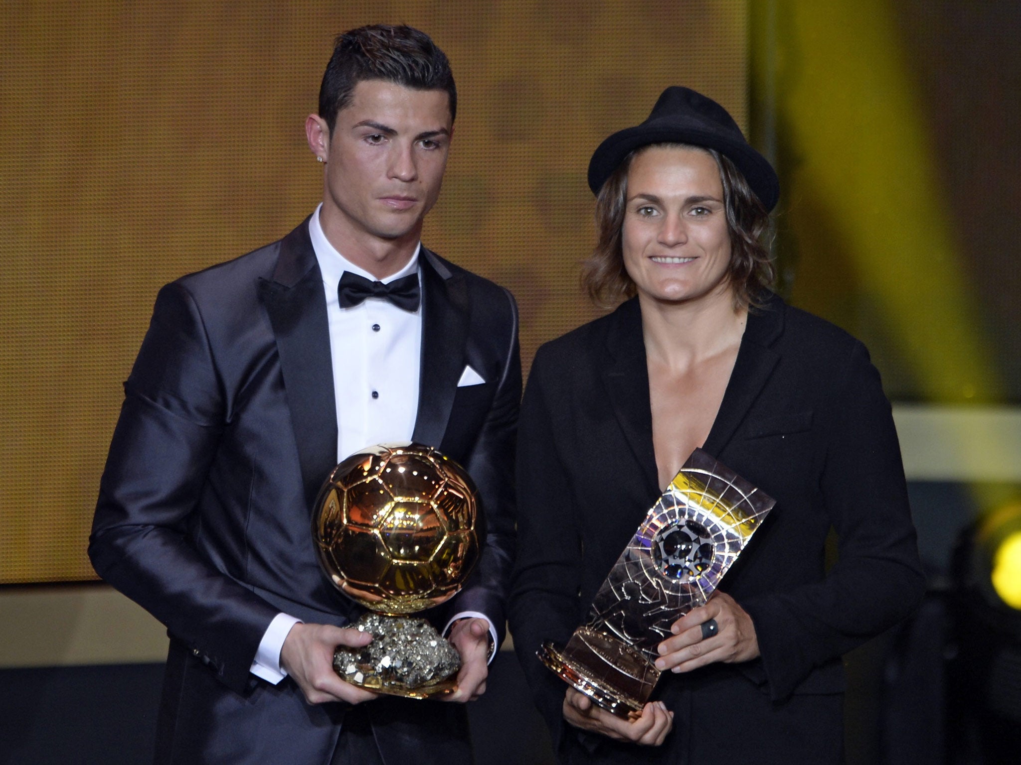 Nadine Angerer alongside Cristiano Ronaldo