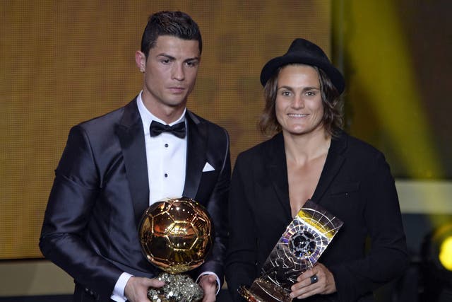 Nadine Angerer alongside Cristiano Ronaldo