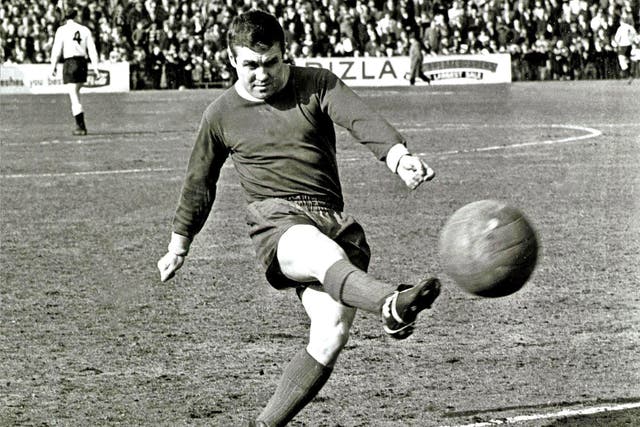Pocket Napoleon: Collins in Leeds United’s change strip for a game at Fulham in 1965