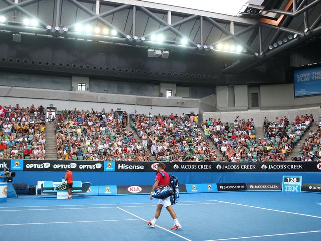 Stanislas Wawrinka, who has no connection to the betting investigation, walks out onto court at the Australian Open