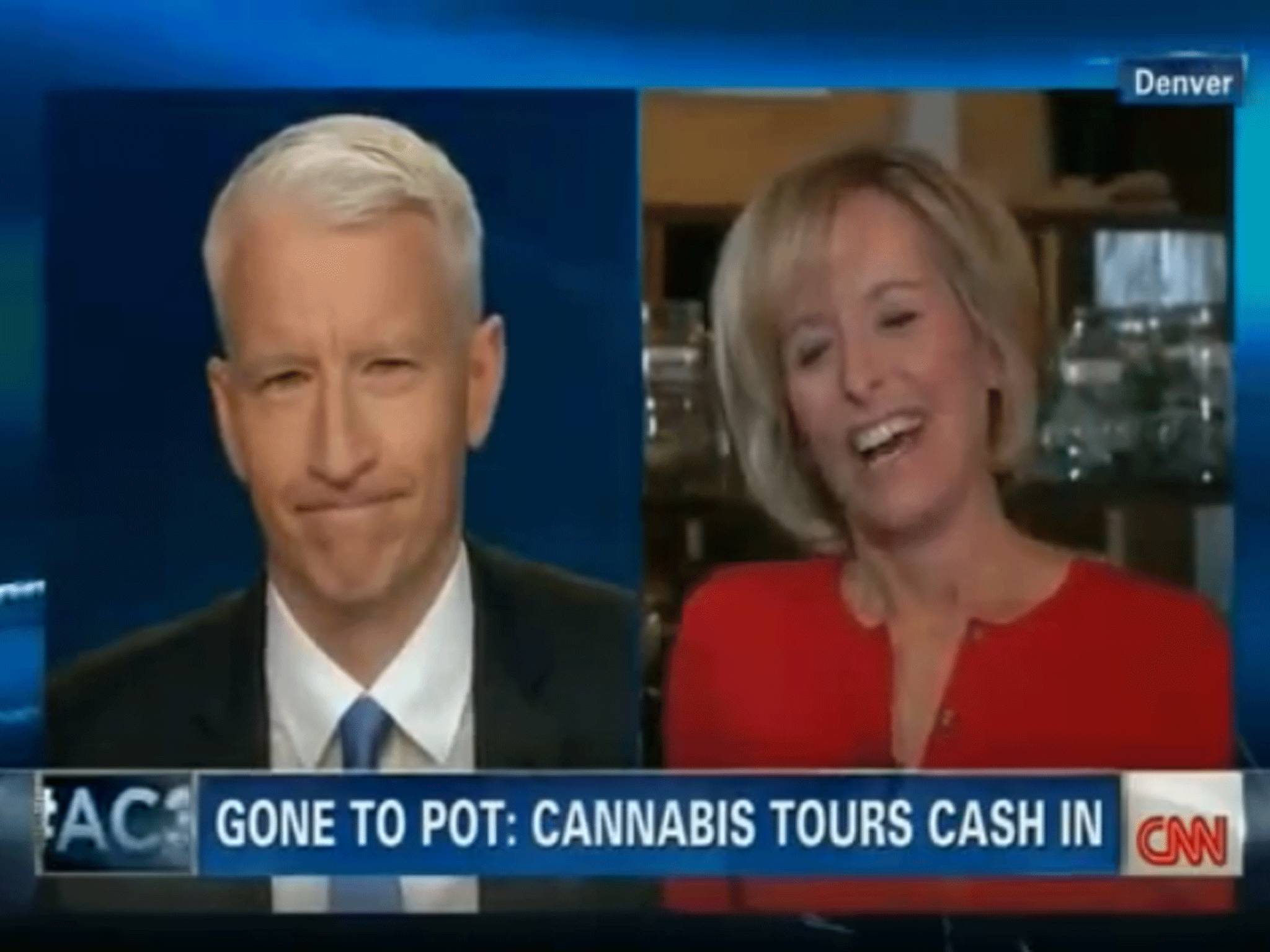 A bemused Anderson Cooper interviewed Kaye following her report