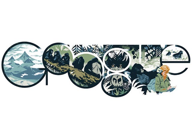 The Google doodle celebrating Dian Fossey's 82nd birthday on 16 January 2014
