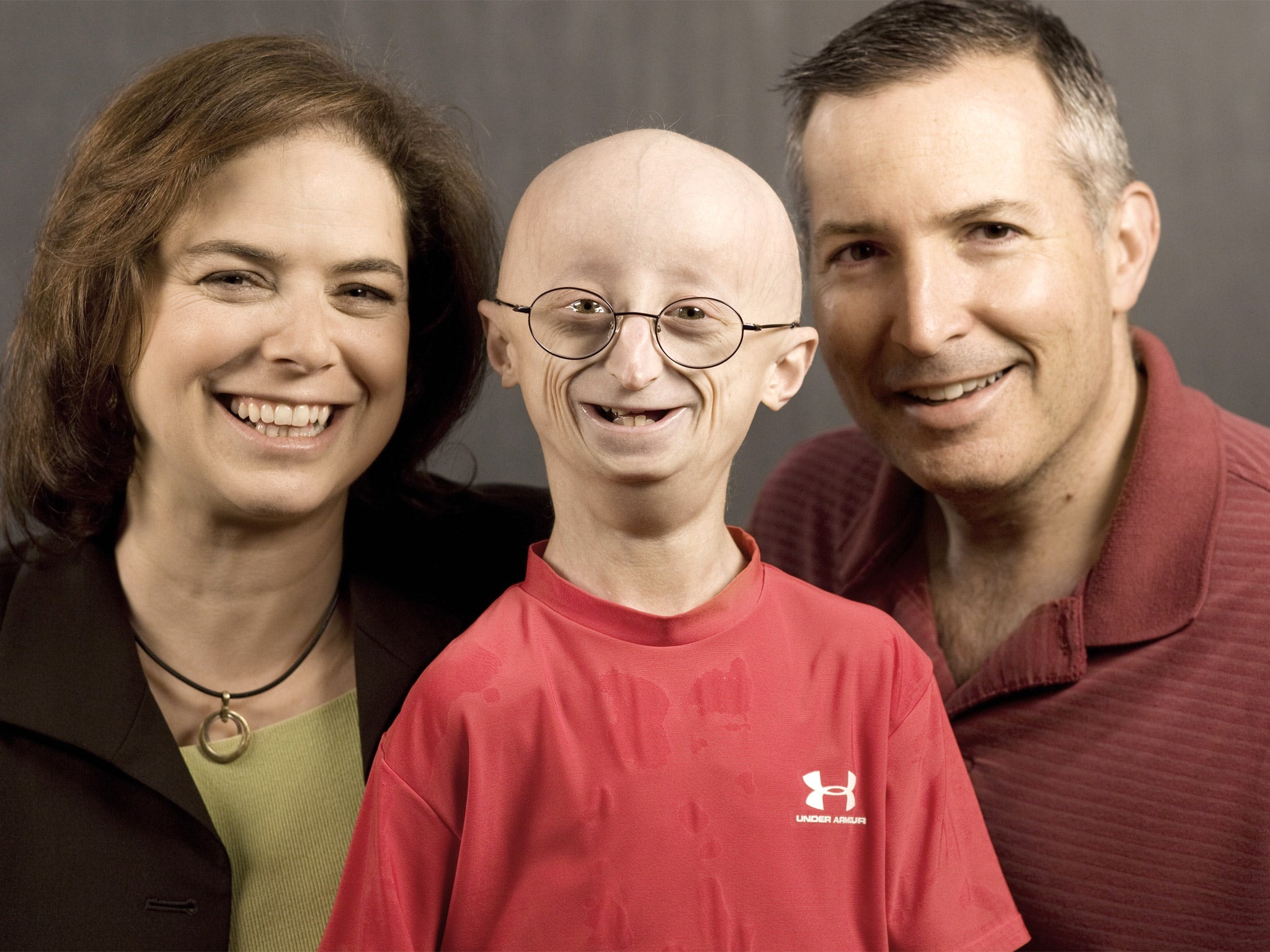 Sam Berns with his parents in March 2009, when he was 12 years old