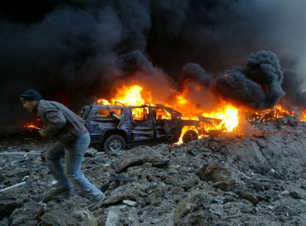 The roadside bomb attack that killed the Lebanese Prime Minister Rafiq Hariri in Beirut in February 2005