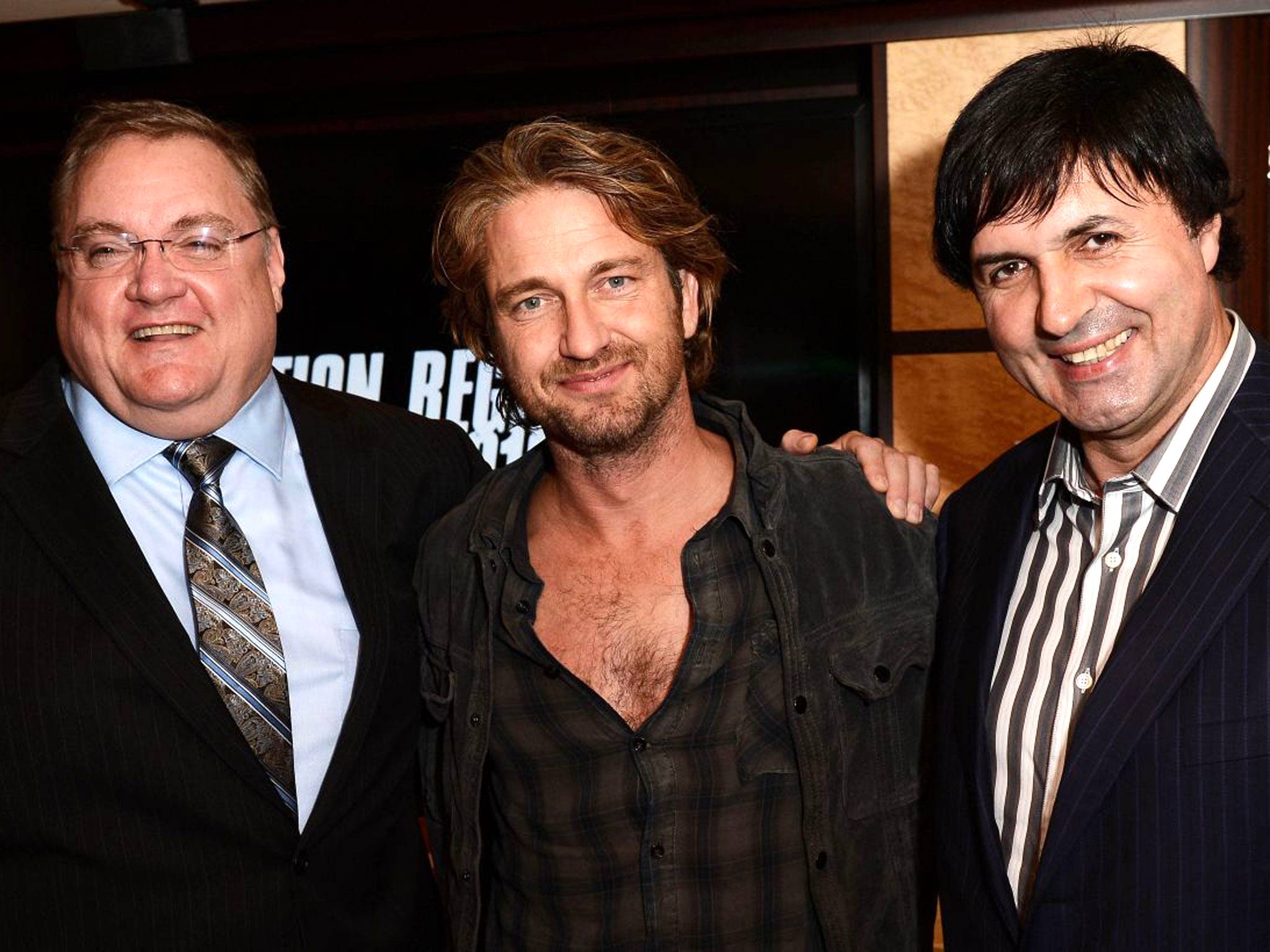 (From left) Remington Chase, Gerard Butler and Stepan Martirosyan worked together on ‘Motor City’