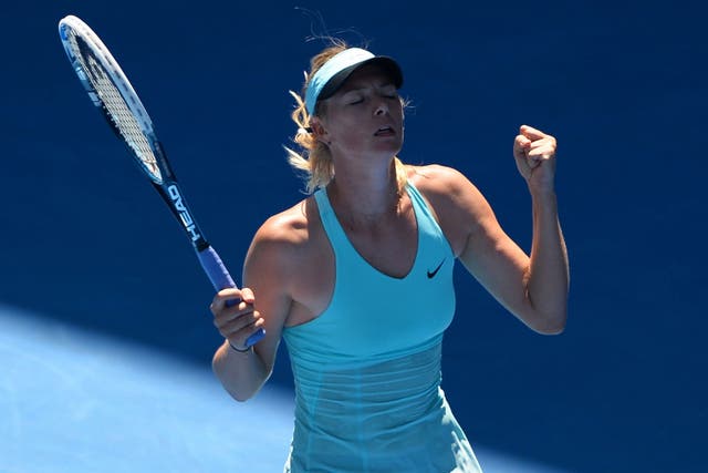 Maria Sharapova celebrates her victory over Karin Knapp in the Australian Open second round