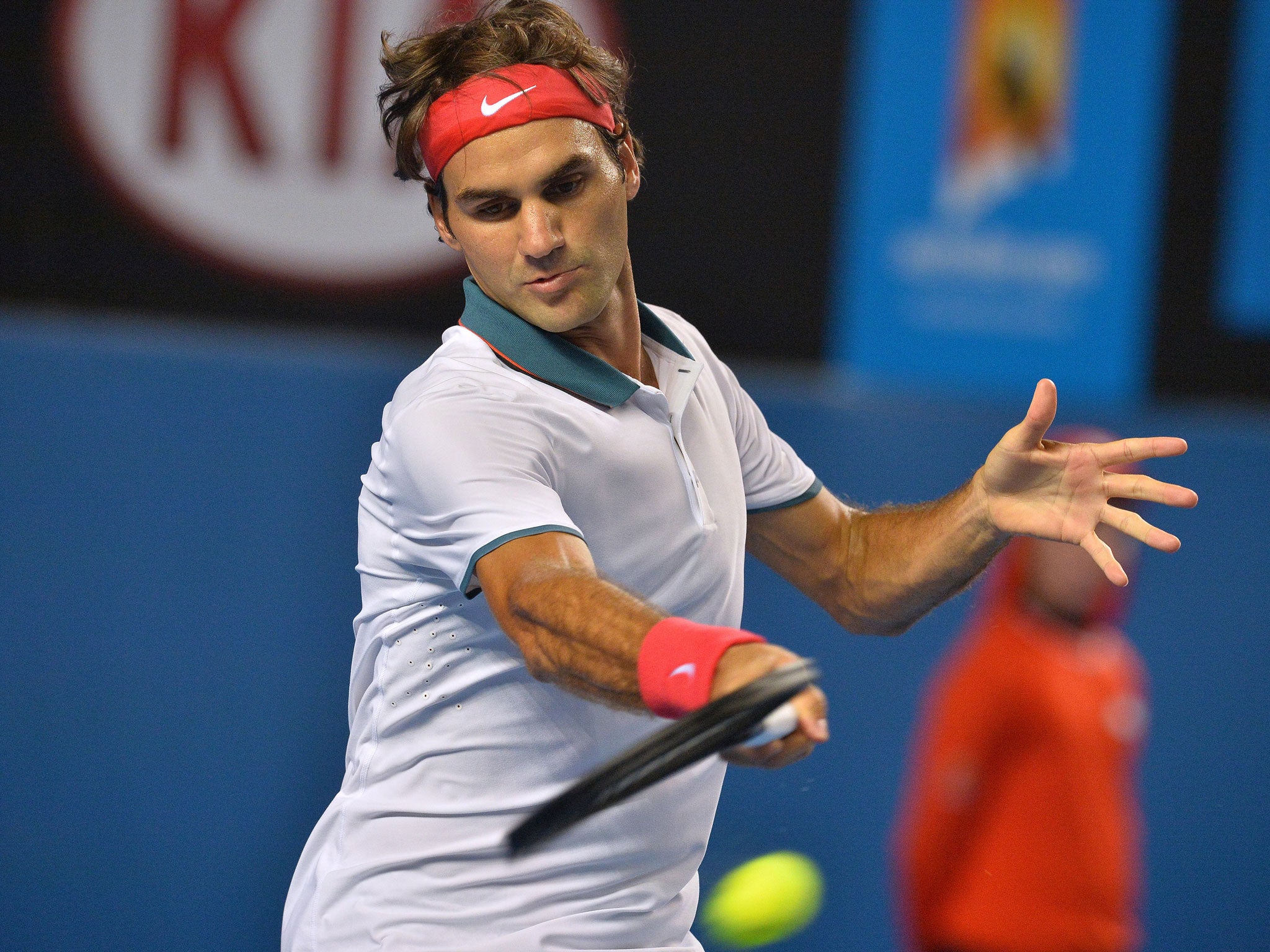 Roger Federer came through his first match away from the Rod Laver Arena in 10 years by defeating Blaz Kavcic at the Australian Open