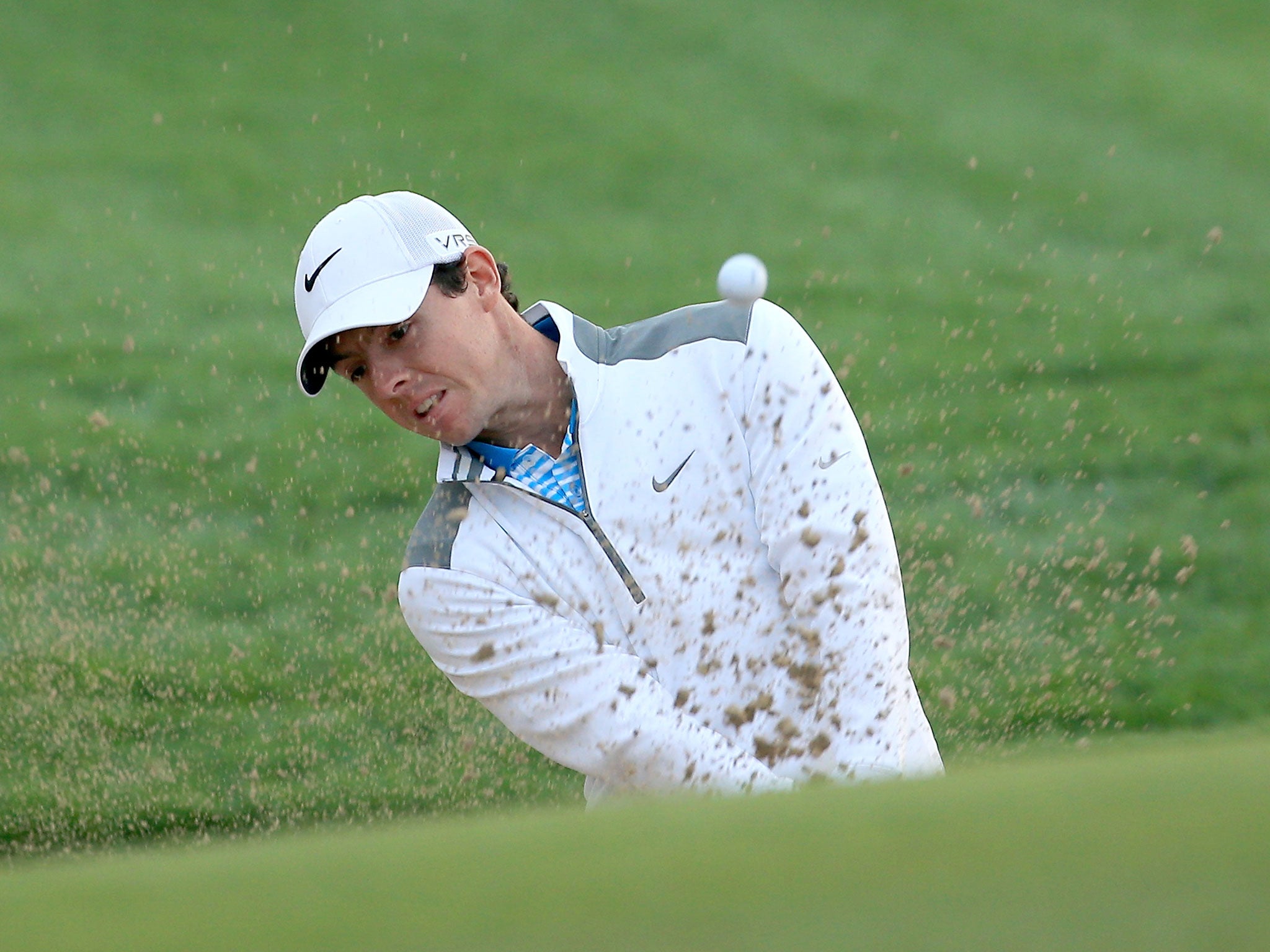 Rory McIlroy finished the first day in Abu Dhabi on two-under-par