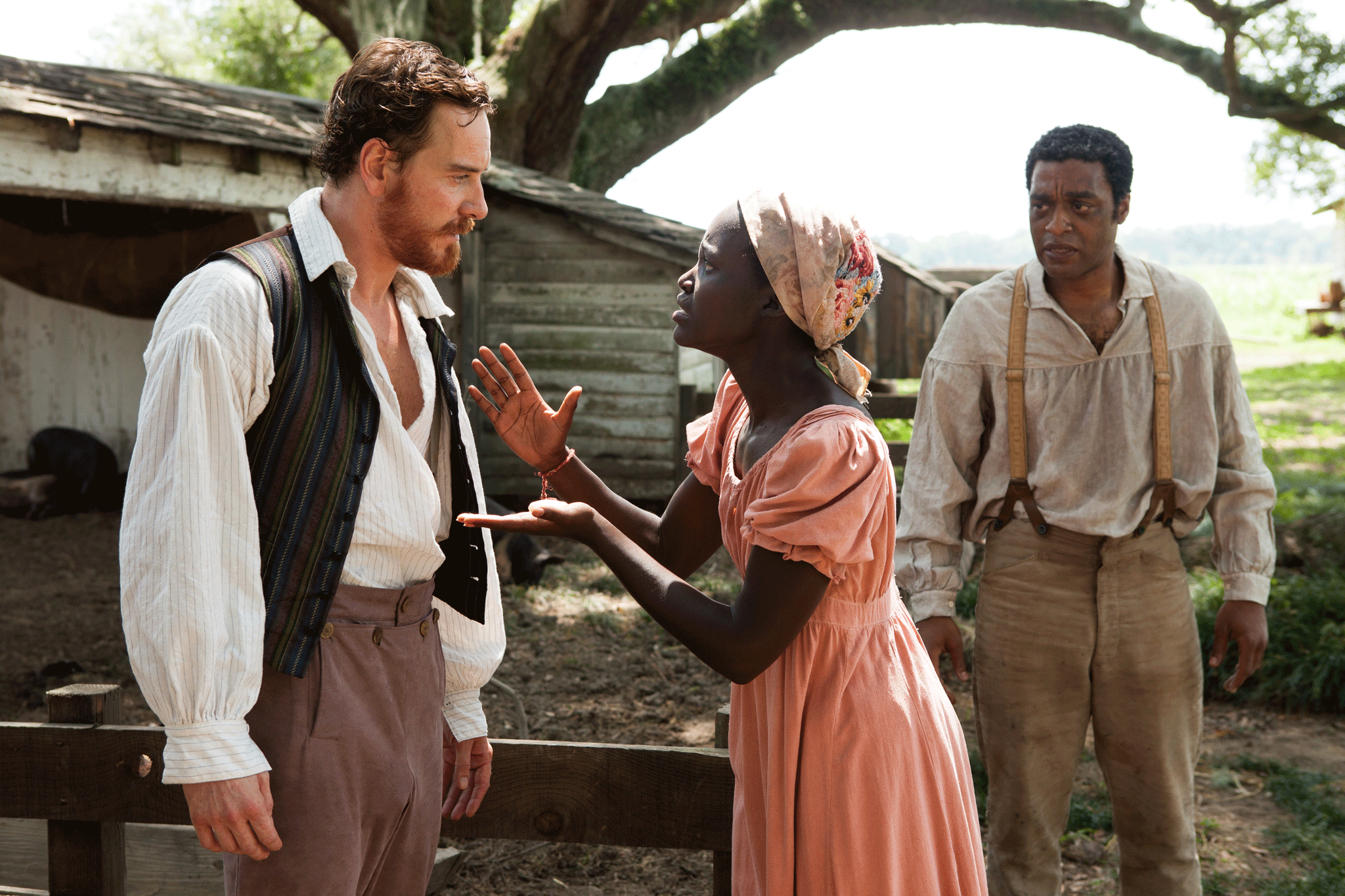 Michael Fassbender, Lupita Nyong'o and Chiwetel Ejiofor in '12 Years A Slave'